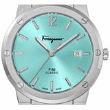 Salvatore Ferragamo F-80 Classic Tiffany Blue Dial Silver Steel Strap Watch for Men - SFDT02323