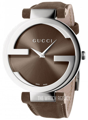 Gucci Interlocking G Brown Dial Brown Leather Strap Watch For Women - YA133319