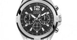 Guess Surge Chronograph Black Dial Silver Steel Strap Watch for Men - W1258G1