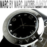 Marc Jacobs Amy Black Dial Black Leather Strap Watch for Women - MBM1140