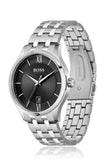 Hugo Boss Officer Black Dial Silver Steel Strap Watch for Men - 1513614