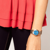 Marc Jacobs Amy Blue Dial Gold Steel Strap Watch for Women - MBM3303