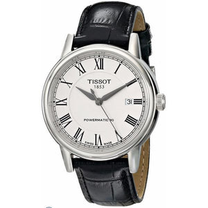 Tissot Carson Powermatic 80 White Dial Black Leather Strap Watch For Men - T085.407.16.013.00