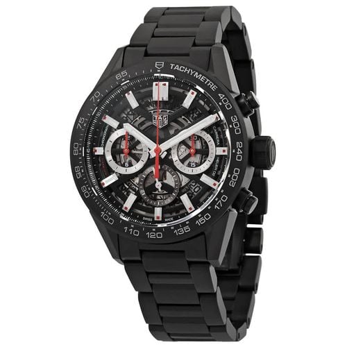Tag Heuer Carrera Automatic Chronograph Black Dial Black Steel Strap Watch for Men - CBG2090.BH0661