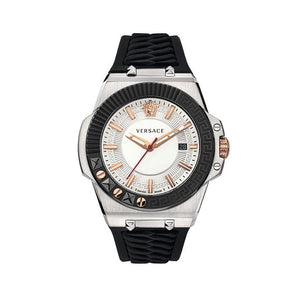 Versace Chain Reaction Quartz White Dial Black Rubber Strap Watch for Men - VEDY00219