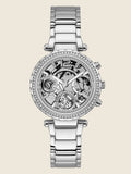 Guess Solstice Diamonds Silver Dial Silver Steel Strap Watch for Women - GW0403L1