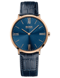 Hugo Boss Jackson Blue Dial Black Leather Strap Watch for Men - 1513371