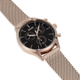 Hugo Boss Companion Chronograph Black Dial Rose Gold Steel Strap Watch For Men - 1513548
