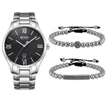 Hugo Boss Governer Black Dial Silver Steel Strap Watch for Men - 1513488