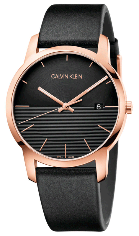 Calvin Klein City Quartz Black Dial Black Leather Strap Watch for Men - K2G2G6CZ