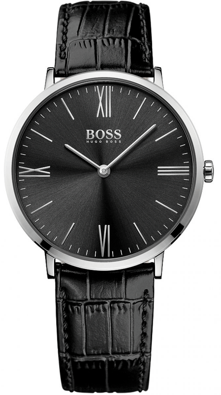 Hugo Boss Jackson Black Dial Black Leather Strap Watch for Men - 1513369
