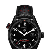 Tag Heuer Carrera Calibre 5 Drive Timer Black Dial Black Leather Strap Watch for Men - WAR2A80.FC6337