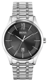 Hugo Boss Officer Black Dial Silver Steel Strap Watch for Men - 1513614