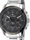 Tommy Hilfiger Iconic Quartz Black Dial Silver Steel Strap Watch for Men - 1791564