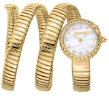 Just Cavalli Enchanting Mother of Pearl Dial Gold Steel Strap Watch for Women - JC1L302M0025