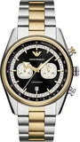 Emporio Armani Racer Chronograph Black Dial Two Tone Steel Strap Watch for Men - AR11678