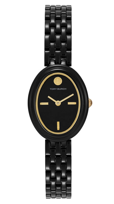 Tory Burch Oval Black Dial Black Steel Strap Watch for Women - TBW6035