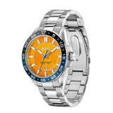 Hugo Boss Runner 3H Orange Dial Silver Steel Strap Watch for Men - 1514206