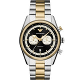 Emporio Armani Racer Chronograph Black Dial Two Tone Steel Strap Watch for Men - AR11678