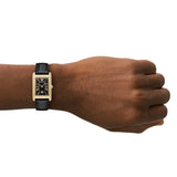 Emporio Armani Gino Black Dial Black Leather Strap Watch for Men - AR11666