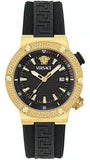 Versace Greca Logo Diver Quartz Black Dial Black Rubber Strap Watch for Men - VE8G00324