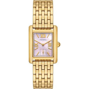 Tory Burch Eleanor Mother of Pearl Pink Dial Gold Steel Strap Watch for Women - TBW1077