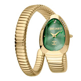 Just Cavalli Serpente Metallica Green Dial Gold Steel Strap Watch for Women - JC1L208M0045