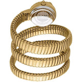 Just Cavalli Enchanting Red Dial Gold Steel Strap Watch for Women - JC1L302M0035