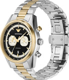Emporio Armani Racer Chronograph Black Dial Two Tone Steel Strap Watch for Men - AR11678