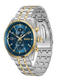 Hugo Boss Skytraveller Chronograph Blue Dial Two Tone Steel Strap Watch for Men - 1514247