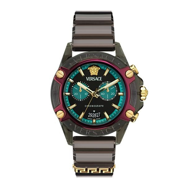 Versace Icon Active Chronograph Black Dial Black Siliconen Strap Unisex Watch - VE8P00224