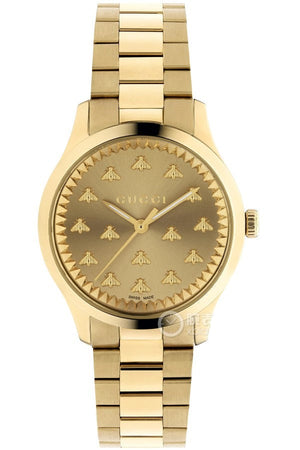 Gucci G Timeless 18K Gold Dial Gold Steel Strap Watch for Women - YA1265036