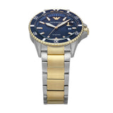Emporio Armani World Explorer Blue Dial Two Tone Steel Strap Watch for Men - AR11682