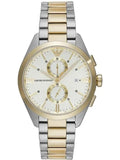 Emporio Armani Elegant Chronograph Cream Dial Two Tone Steel Strap Watch for Men - AR11605