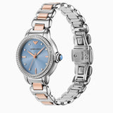 Emporio Armani Three Hand Blue Dial Two Tone Steel Strap Watch for Women - AR11597