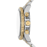 Emporio Armani World Explorer Chronograph Green Dial Two Tone Steel Strap Watch for Men - AR11695