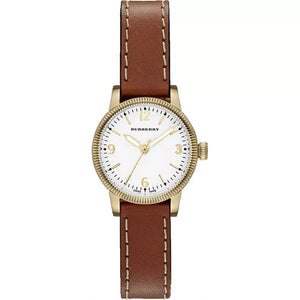 Burberry The Utilitarian White Dial Brown Leather Strap Watch for Women - BU7865