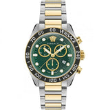Versace Greca Dome Chronograph Green Dial Two Tone Steel Strap Watch for Men - VE6K00423