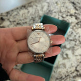 Emporio Armani Gianni T Bar Silver Dial Two Tone Steel Strap Watch for Women - AR11537