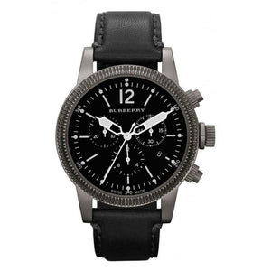 Burberry Utilitarian Chronograph Black Dial Black Leather Strap Watch for Men - BU7813