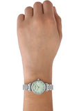 Emporio Armani Gianni T Bar Green Dial Silver Steel Strap Watch for Women - AR11667