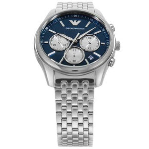 Emporio Armani Antonio Chronograph Blue Dial Silver Steel Strap Watch for Men - AR11582