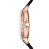 Emporio Armani Mia Mother of Pearl Dial Black Leather Strap Watch for Women - AR11598