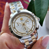 Tory Burch Classic Chronograph White Dial Two Tone Steel Strap Watch for Women - TBW1034