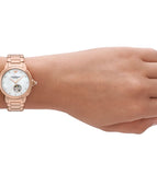 Emporio Armani Mia Meccanico Mother of Pearl Dial Rose Gold Steel Strap Watch for Women - AR60072