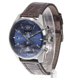 Hugo Boss Skytraveller Chronograph Blue Dial Brown Leather Strap Watch for Men - 1514194