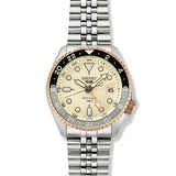 Seiko 5 GMT Sport Asia Exclusive Limited Edition Off White Dial Silver Steel Strap Watch for Men - SSK046K1
