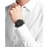 Hugo Boss Aeroliner Chronograph Black Dial Black Leather Strap Watch for Men - 1512567