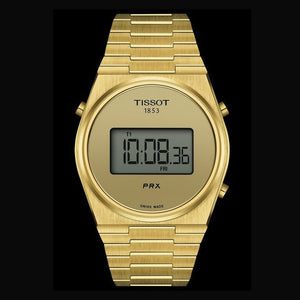 Tissot PRX Digital Quartz Gold Dial Gold Steel Strap Watch for Men - T137.463.33.020.00