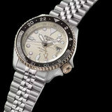 Seiko 5 GMT Sport Asia Exclusive Limited Edition Off White Dial Silver Steel Strap Watch for Men - SSK046K1